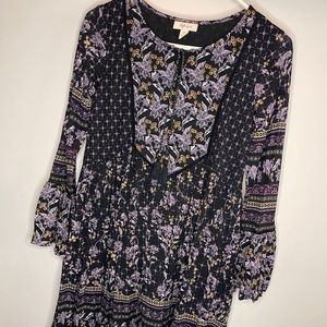 Style & Co - Mixed-Print Bell-Sleeve Dress